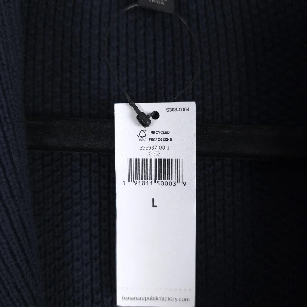 Banana Republic Toggle Button Cardigan Mens Large True Navy Shawl Collar Sweater